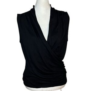 Banana Republic Black Draped Sleeveless Wrap Top Size Small
